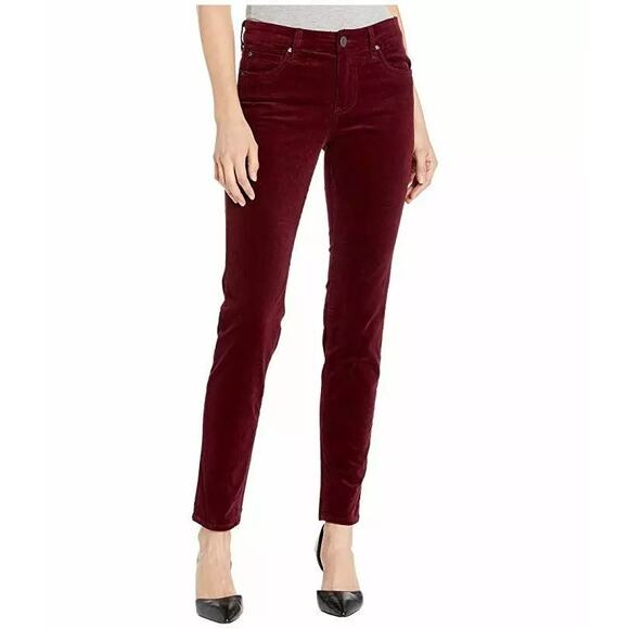 KUT FROM THE KLOTH NWT $99 Diana Skinny Corduroy Pants Burgundy - Picture 1 of 9
